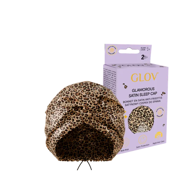 GLOV Panterka Doppellagige Satin-Schlafhaube für Haar- und Frizz-Schutz