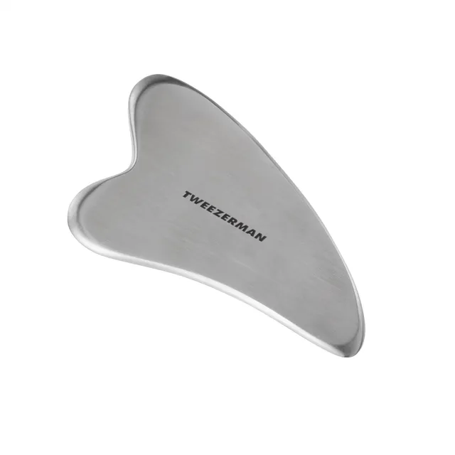 tweezerman-gua-sha-gesichtsmassager-silber-gesichts-und-augenmassage-stein-aus-c image 1
