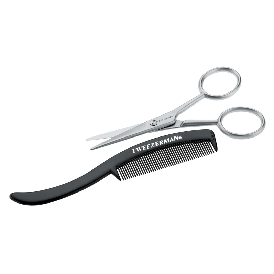 tweezerman-bartschere-und-kamm-set-rostfreier-edelstahl-pr-zise-bartpflege-1er-p image 1