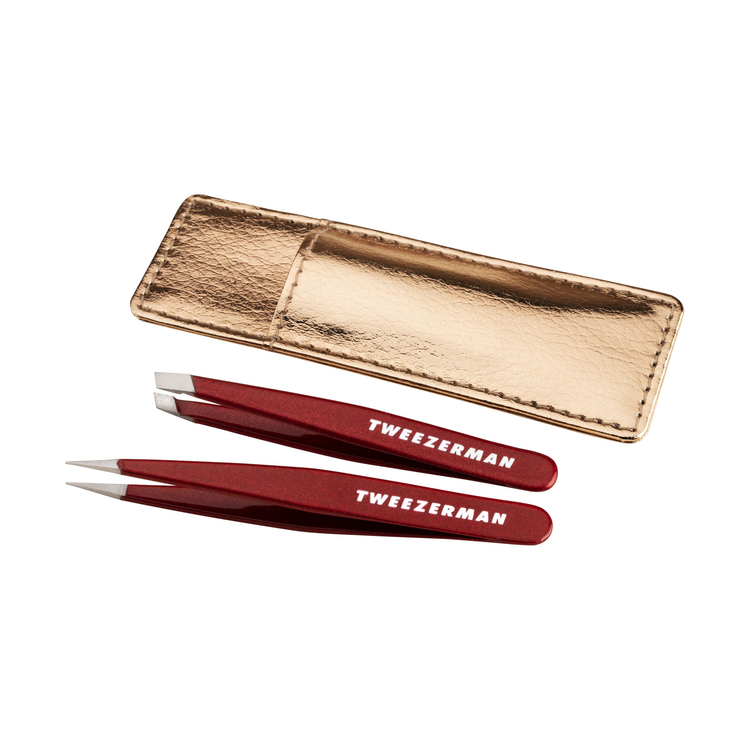 tweezerman-mini-pinzetten-set-mit-lederh-lle-vintage-rose-schr-ge-spitze-mini-pi image 3